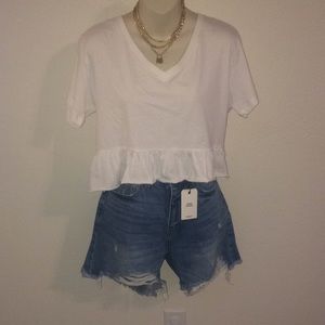 Forever 21 High Rise Mom Distressed Shorts
